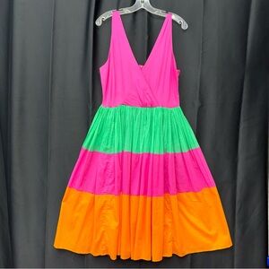 MIRA Beautiful Colorfull Midi Rio Striped Beach Dress Size L